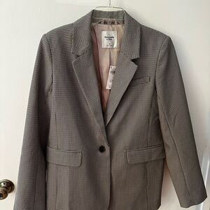 A&F Women's Classic Suiting Blazer (Brown/Black Herringbone)